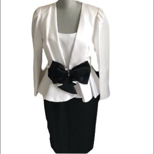 1980’s Vintage Black & White Peplum Dress Suit